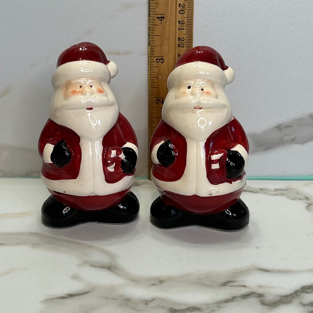 Vintage Santa Claus Ceramic Salt and Pepper Shakers Set Christmas Holiday Decor